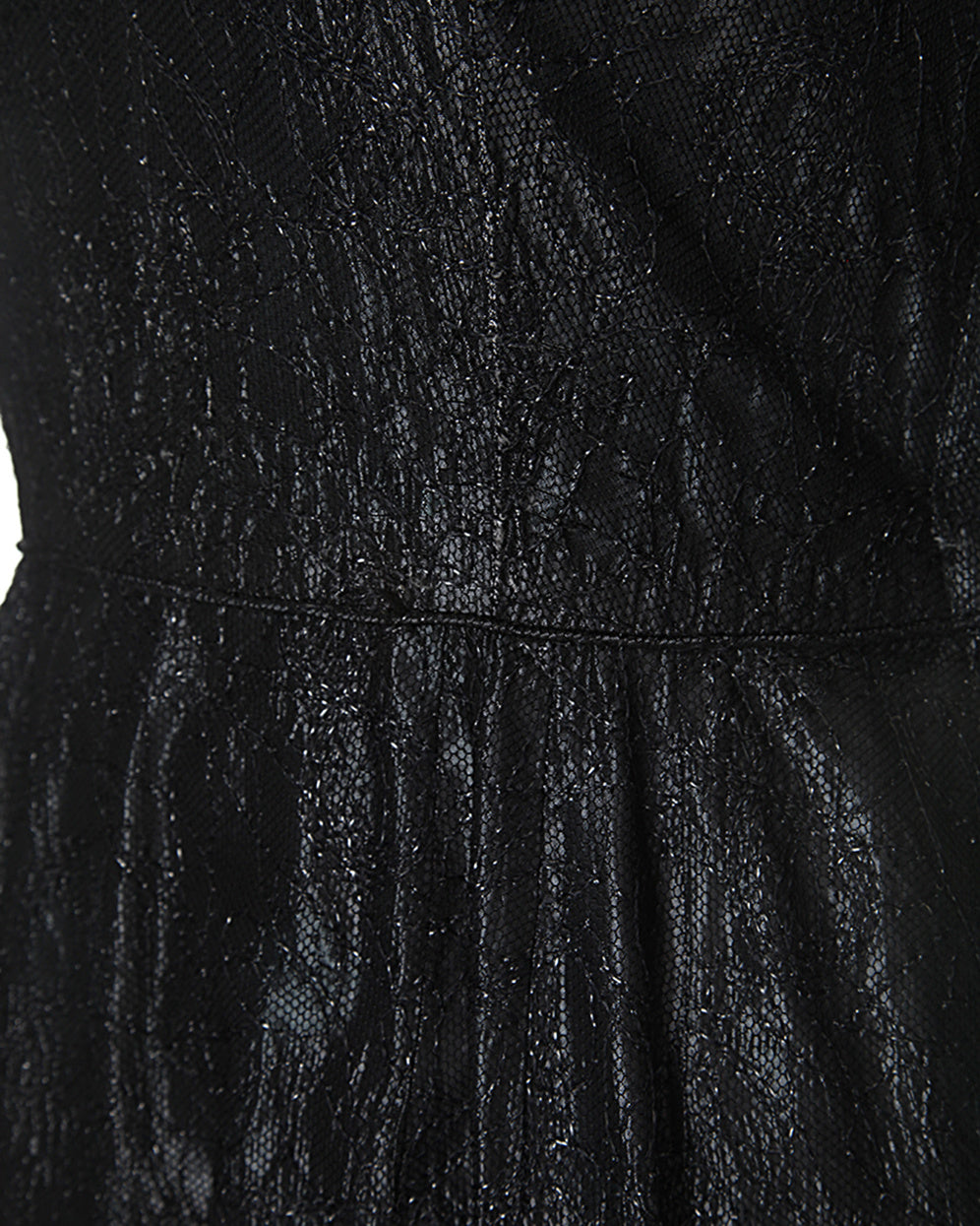 1950s Vintage Black Metallic Mesh Prom Dress - S