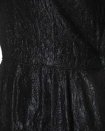 1950s Vintage Black Metallic Mesh Prom Dress - S