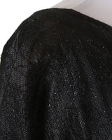 1950s Vintage Black Metallic Mesh Prom Dress - S
