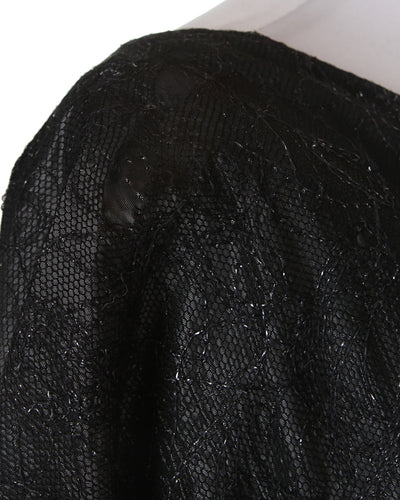 1950s Vintage Black Metallic Mesh Prom Dress - S