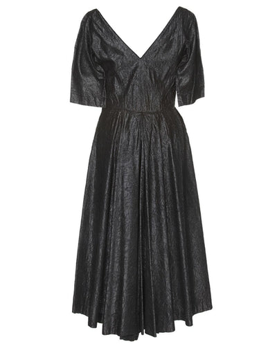 1950s Vintage Black Metallic Mesh Prom Dress - S