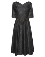 1950s Vintage Black Metallic Mesh Prom Dress - S
