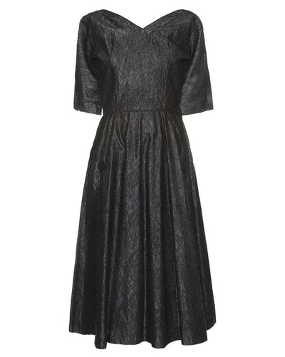 1950s Vintage Black Metallic Mesh Prom Dress - S