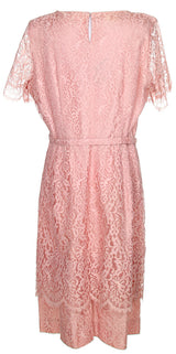 60s Peg Palmer Pink Lace Midi Dress - L