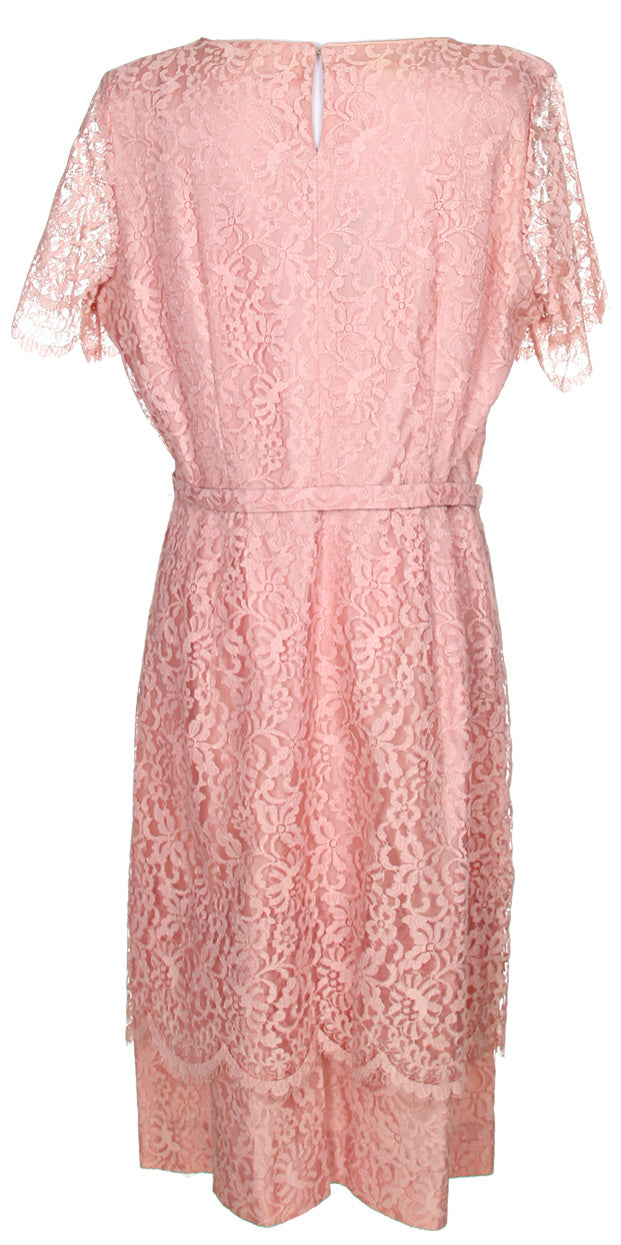 60s Peg Palmer Pink Lace Midi Dress - L