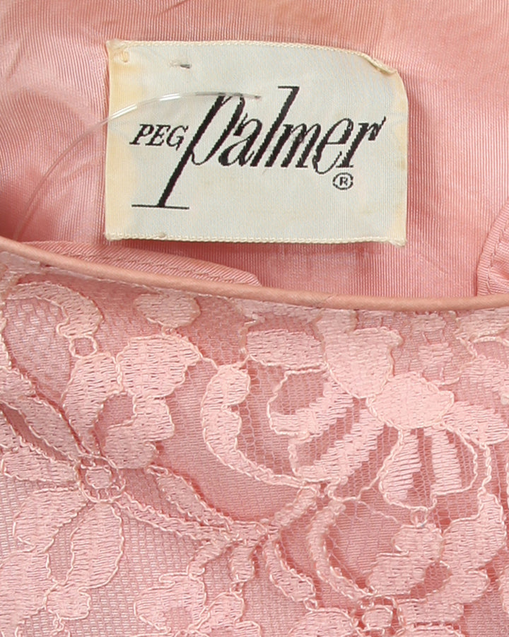 60s Peg Palmer Pink Lace Midi Dress - L
