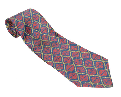 Harrods Red & Navy Patterned Silk Tie
