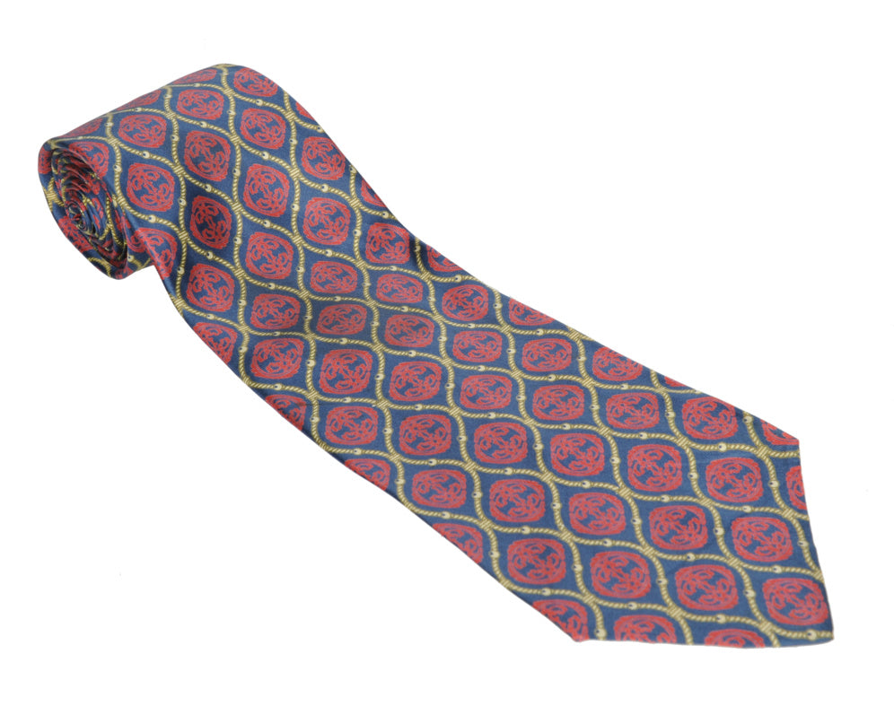 Harrods Red &amp; Navy Patterned Silk Tie