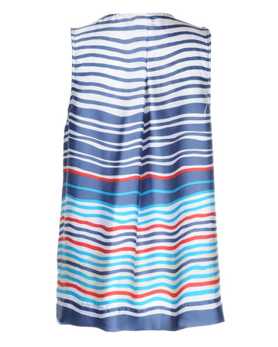 Tommy Hilfiger Blue, White and Red Stripe Sleeveless Top - L
