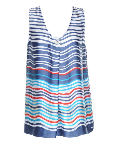 Tommy Hilfiger Blue, White and Red Stripe Sleeveless Top - L
