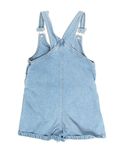 Children's Floral Embroidery Blue Denim Short Dungarees - 10