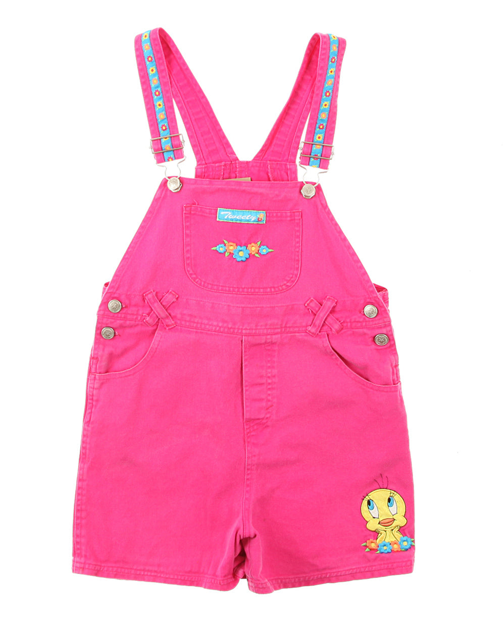 Children's Pink Denim Tweety Short Dungarees - W28