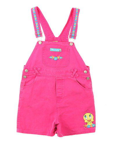 Children's Pink Denim Tweety Short Dungarees - W28