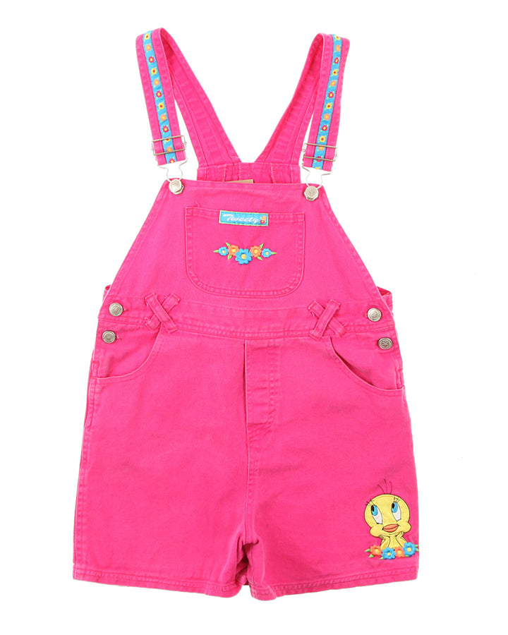 Children's Pink Denim Tweety Short Dungarees - W28