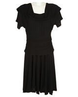 40s Black Peplum Midi Dress - M