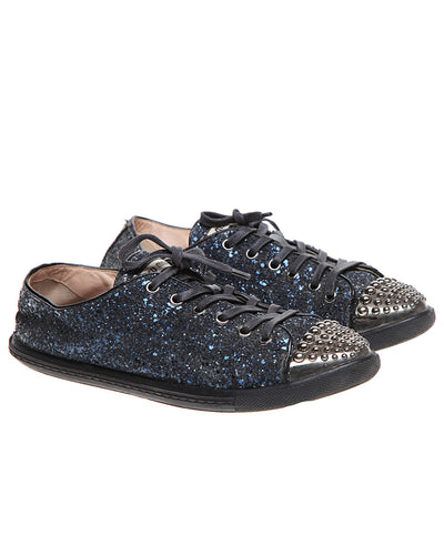 Miu Miu Blue Glittery Trainers - UK 5