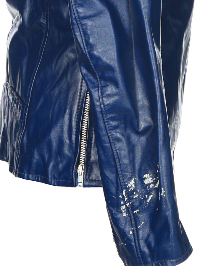 60s Brimaco Blue Leather Racer Jacket - S