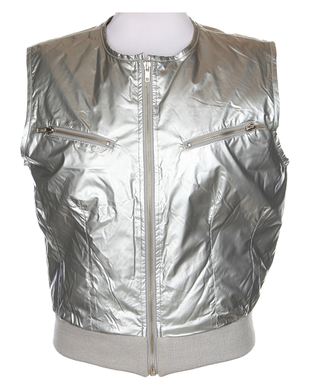 DKNY Silver Y2K Puffa Bodywarmer Sleeveless Jacket - S