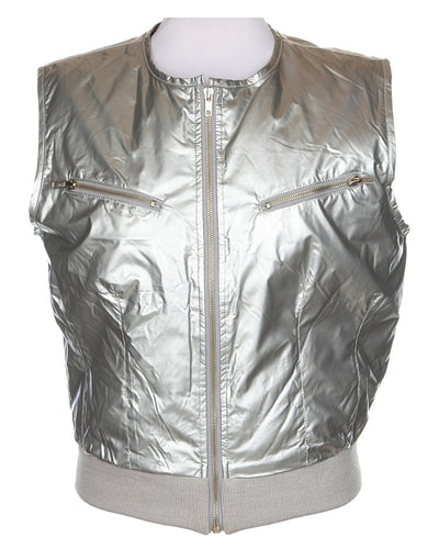 DKNY Silver Y2K Puffa Bodywarmer Sleeveless Jacket - S
