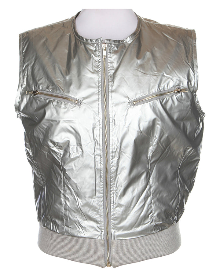DKNY Silver Y2K Puffa Bodywarmer Sleeveless Jacket - S