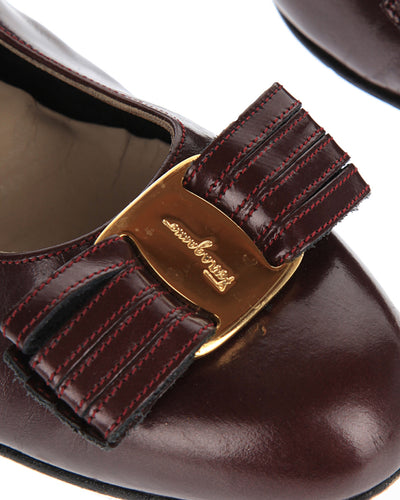 Salvatore Ferragamo Purple Leather Low Heels - UK 3