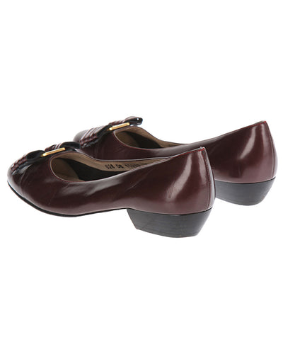 Salvatore Ferragamo Purple Leather Low Heels - UK 3