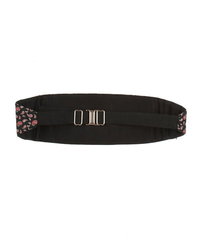 80s Black Paisley Cummerbund - One Size