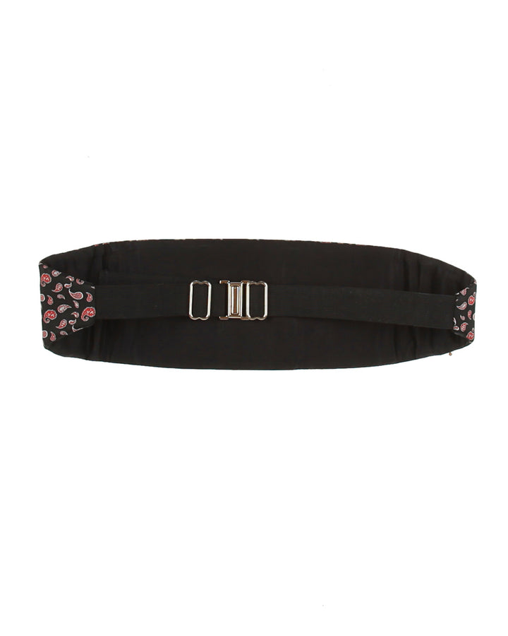 80s Black Paisley Cummerbund - One Size