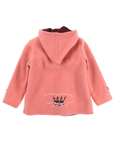 Children's Labrador Handicrafts Snow Fight Pink Wool Embroidered Coat - Age 8-9