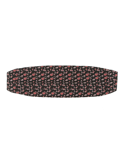 80s Black Paisley Cummerbund - One Size