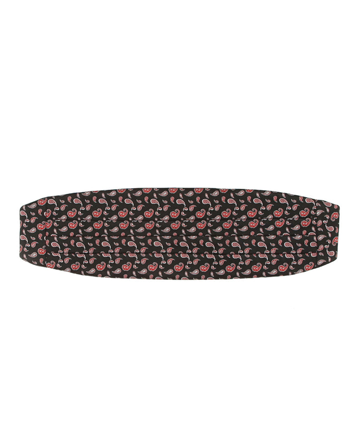 80s Black Paisley Cummerbund - One Size