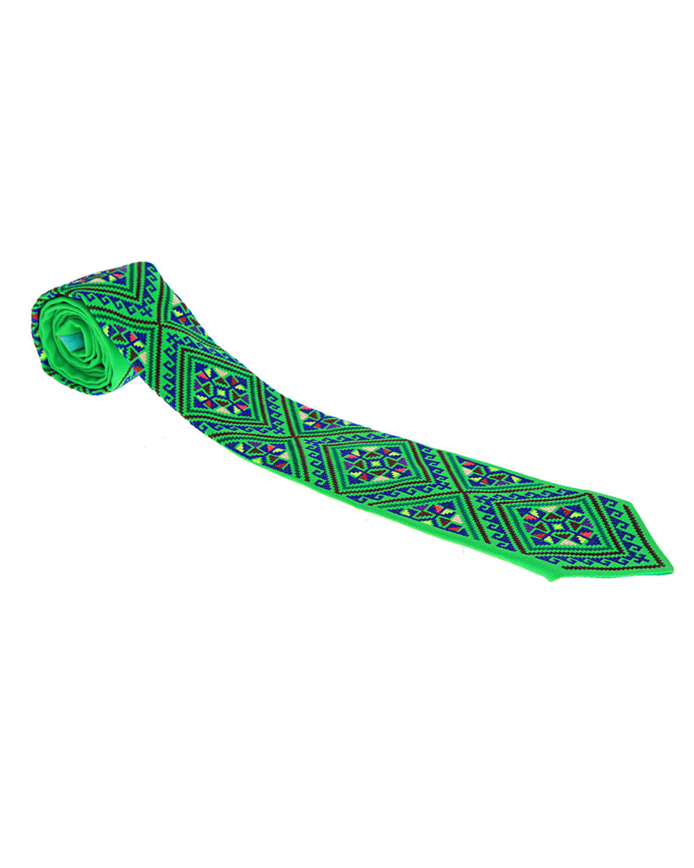 Green Aztec Embroidered Tie