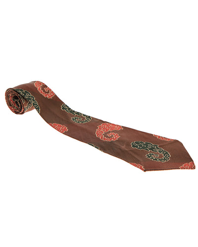Vintage 50s Brown Abstract Paisley Silk Tie