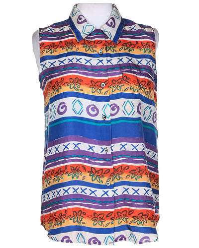 Multicoloured Sleeveless Blouse - M