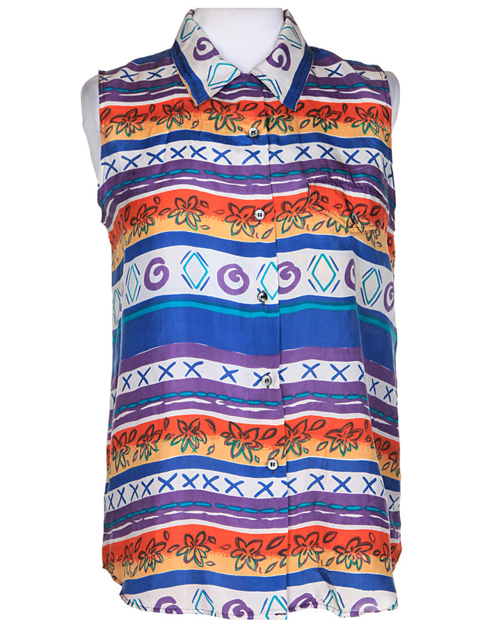 Multicoloured Sleeveless Blouse - M