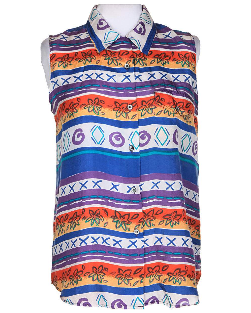 Multicoloured Sleeveless Blouse - M