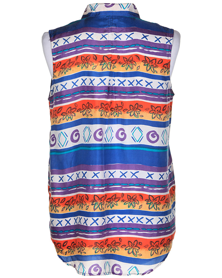 Multicoloured Sleeveless Blouse - M