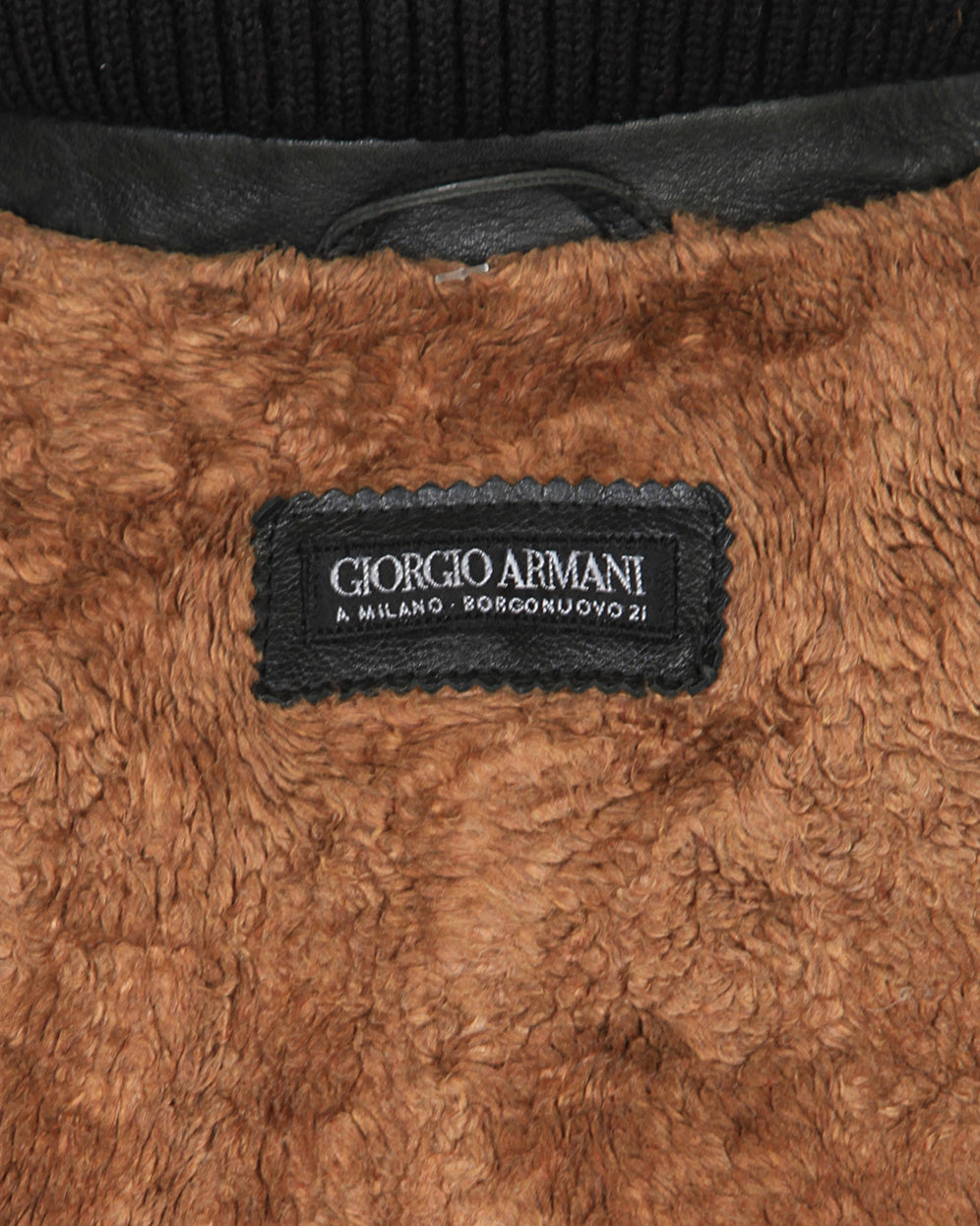 Armani Black Sheepskin Leather &amp; Furlined Jacket - L