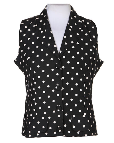 Black Patterned Sleeveless Blouse - S