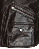 70's Brown Leather Biker Jacket - M