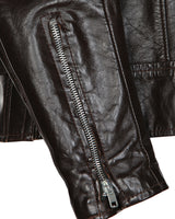 70's Brown Leather Biker Jacket - M