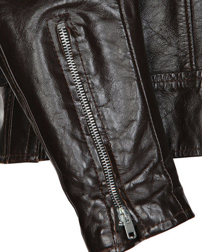 70's Brown Leather Biker Jacket - M