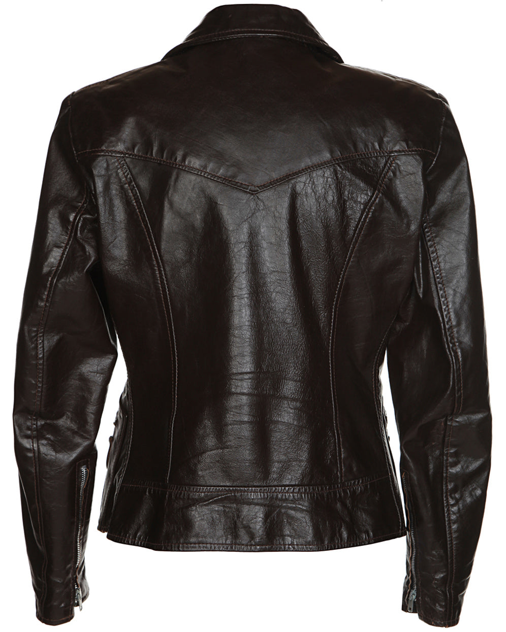 70's Brown Leather Biker Jacket - M