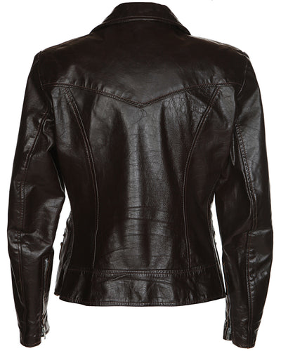 70's Brown Leather Biker Jacket - M