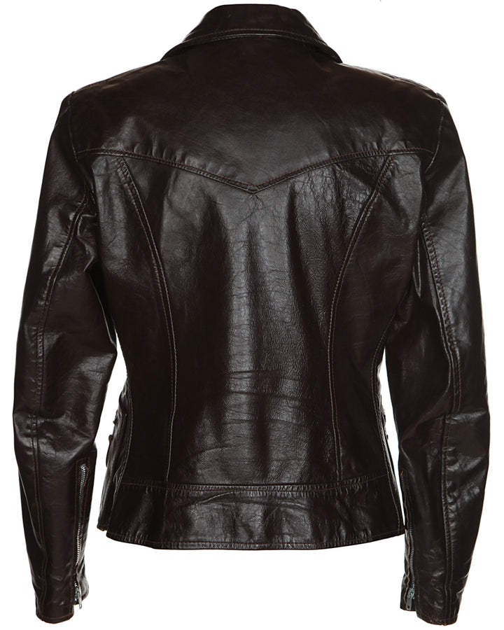 70's Brown Leather Biker Jacket - M
