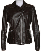 70's Brown Leather Biker Jacket - M