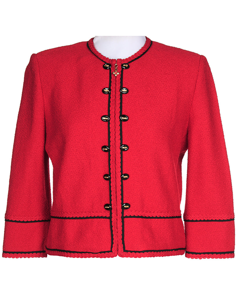Vintage 1980s Red Boucle Jacket S