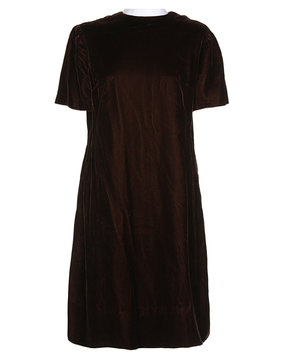 Vintage 60s Brown Short Sleeve Mini Dress – L
