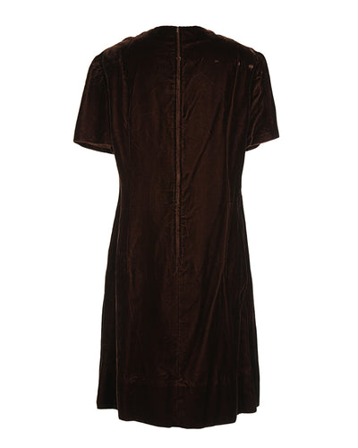 Vintage 60s Brown Short Sleeve Mini Dress – L
