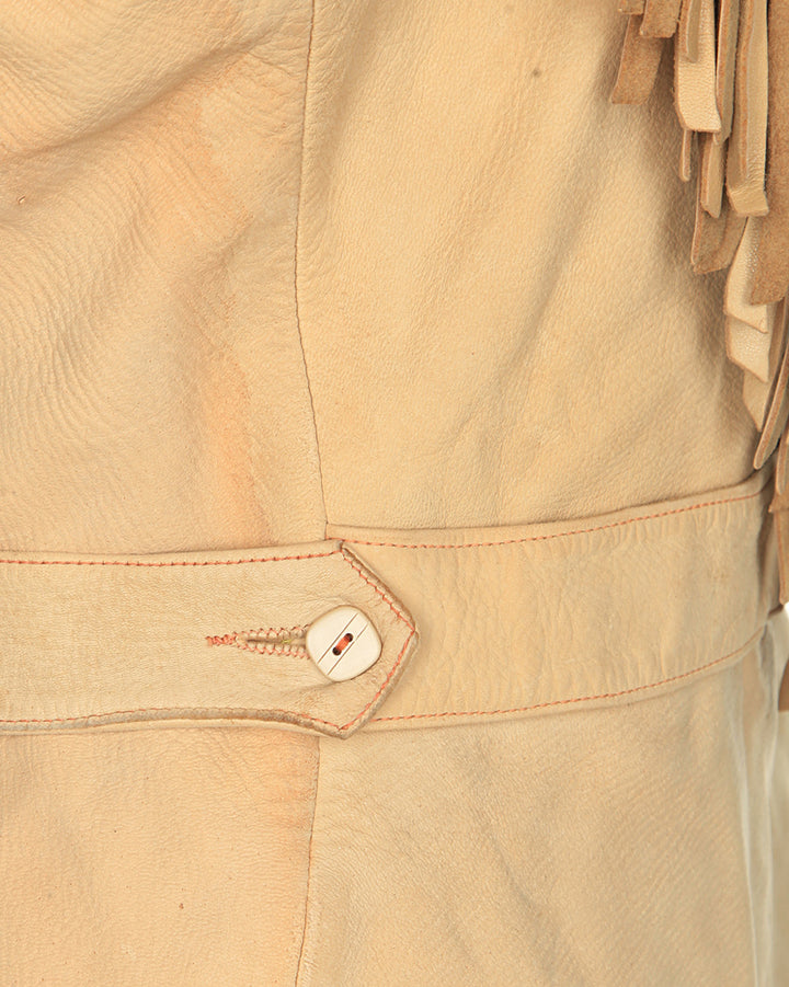 50's Boutique Cream Leather Jacket - M